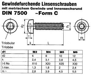DIN 7500 C Torx